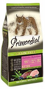 אוכל הוליסטי לגורי חתולים ללא דגנים פרימורדיאל עוף והודו 2 ק"ג אוכל הוליסטי לגורי חתולים ללא דגנים פרימורדיאל עוף והודו 2 ק"ג